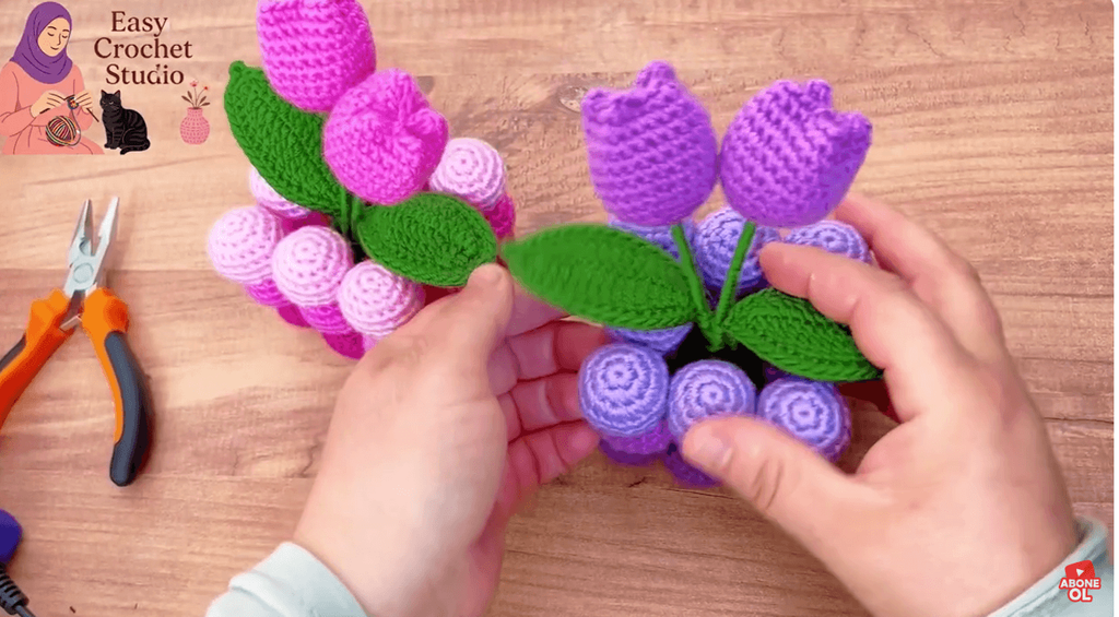 Easy DIY amigurumi crochet tulip flower pot home decor